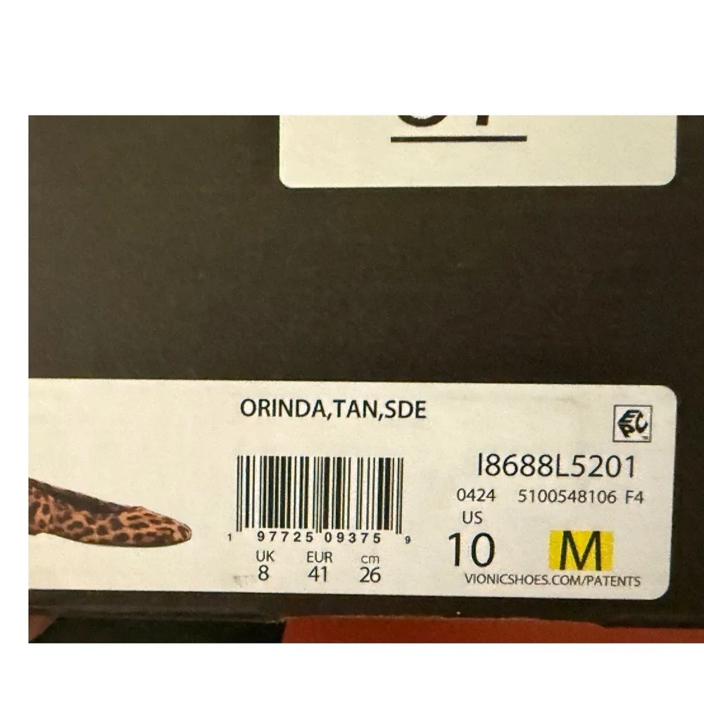 Vionic Orinda Tan Leopard Print Suede Square Toe‎ Ballet Flats Womens 10 M NEW